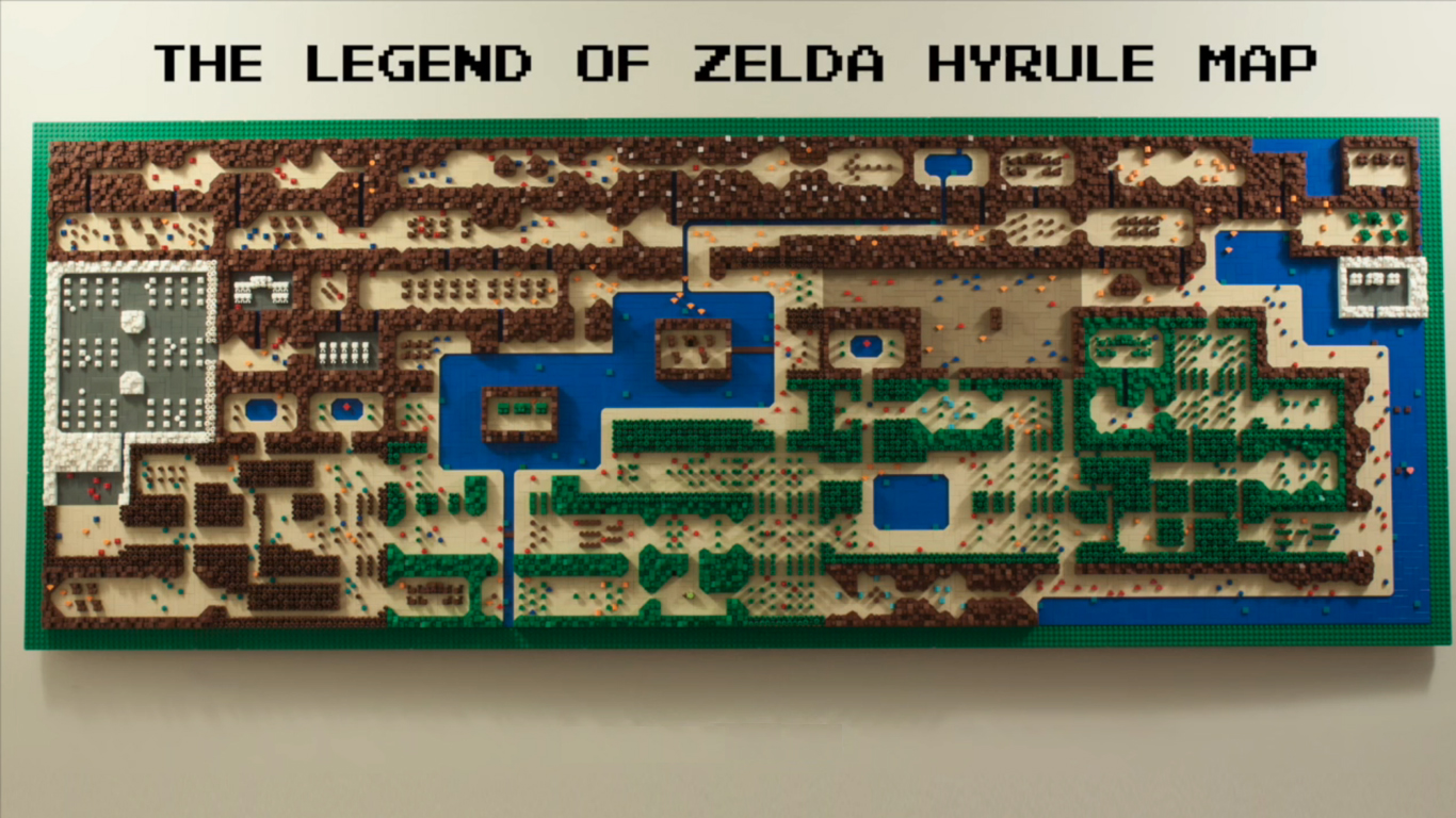 This is the map of Hyrule from the first Zelda made with 25,000 Legos